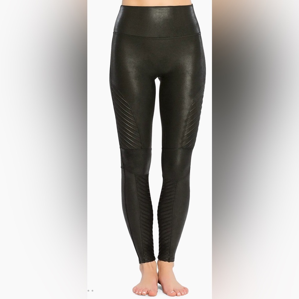 Spanx Faux Leather Moto Leggings in Black